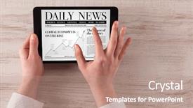  Presentation with politics - Slide set featuring hand with tablet reading news background and a coral colored foreground