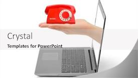  Presentation with telephone - Beautiful PPT layouts featuring hand-with-telephone-and-notebook backdrop and a light gray colored foreground