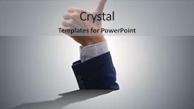  Presentation with of a helping hand - PPT theme with hand with thumbs up approval background and a light gray colored foreground