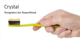  Presentation with toothpaste - PPT theme having hand with toothbrush isolated background and a white colored foreground