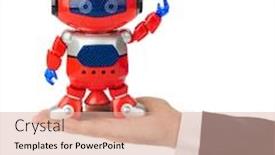  Presentation with robot toy - Colorful slide set enhanced with hand-with-toy-robot-isolated backdrop and a lemonade colored foreground