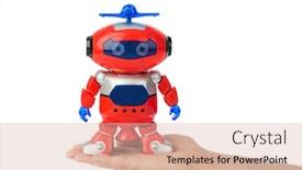  Presentation with robot toy - Colorful presentation theme enhanced with hand-with-toy-robot-isolated backdrop and a lemonade colored foreground