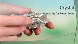  Presentation with pearl oyster - Amazing slide deck having hand with tweezers holding pearl and oyster on mature background backdrop and a light blue colored foreground