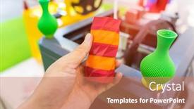  Presentation with industrial revolution - Slide deck enhanced with hand-with-vase-closeup-object background and a coral colored foreground