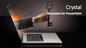  Presentation with key - Slide deck having hand with vintage huge key background and a dark gray colored foreground