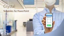  Presentation with virtual hand - PPT layouts with hand-with-virtual-immunity-passport background and a soft green colored foreground