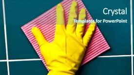  Presentation with bathroom - Audience pleasing PPT layouts consisting of hand-with-yellow-sponge-cleaning backdrop and a ocean colored foreground