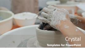 Presentation with pottery - Audience pleasing presentation theme consisting of hand-work-on-pottery-wheel backdrop and a violet colored foreground