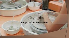  Presentation with pottery - Amazing PPT theme having hand-work-on-pottery-wheel backdrop and a coral colored foreground