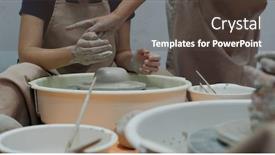  Presentation with pottery - Colorful slides enhanced with hand-work-on-pottery-wheel backdrop and a tawny brown colored foreground