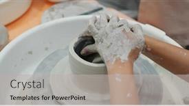  Presentation with pottery - Audience pleasing slide set consisting of hand-work-on-pottery-wheel backdrop and a light gray colored foreground