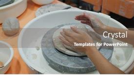  Presentation with pottery - Colorful presentation enhanced with hand-work-on-pottery-wheel backdrop and a violet colored foreground
