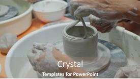  Presentation with pottery - PPT layouts having hand-work-on-pottery-wheel background and a gray colored foreground