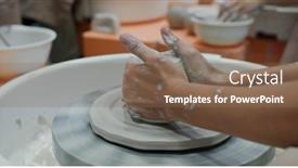  Presentation with pottery - Cool new PPT layouts with hand-work-on-pottery-wheel backdrop and a violet colored foreground