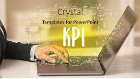  Presentation with new technology - Beautiful slide deck featuring hand-working-on-new-modern backdrop and a yellow colored foreground