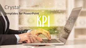  Presentation with new technology - PPT layouts featuring hand-working-on-new-modern background and a lemonade colored foreground