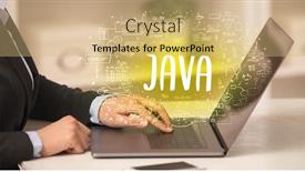  Presentation with new technology - PPT layouts having hand-working-on-new-modern background and a coral colored foreground