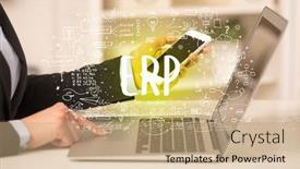  Presentation with erp technology - Beautiful slides featuring hand-working-on-new-modern backdrop and a coral colored foreground