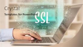  Presentation with computer - Presentation theme having hand-working-on-new-modern background and a lemonade colored foreground