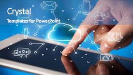  Presentation with cloud technology - Audience pleasing PPT layouts consisting of hand working with cloud technology backdrop and a teal colored foreground