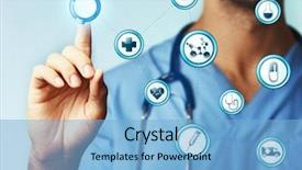  Presentation with medical hand - Amazing presentation theme having hand working with modern medical backdrop and a light blue colored foreground