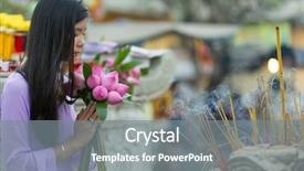  Presentation with bud - Colorful slide set enhanced with hand worshipping flowers - buddhist asian woman praying backdrop and a gray colored foreground