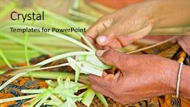  Presentation with bali culture - Amazing presentation design having hand worshipping flowers - decoration for balinese offering made backdrop and a yellow colored foreground