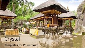  Presentation with candi - Presentation theme with hand worshipping flowers - gunung kawi temple and candi background and a coral colored foreground