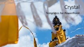  Presentation with opening ceremony - PPT theme consisting of hand worshipping flowers - sculpture at hindu temple opening background and a light blue colored foreground