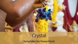  Presentation with traditional indian drink masala chai - Slides having hand worshipping flowers - tie up flower garland traditional background and a yellow colored foreground