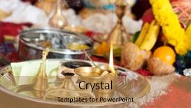  Presentation with children praying - Colorful presentation theme enhanced with hand worshipping flowers - traditional indian hindu religious praying backdrop and a  colored foreground