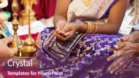  Presentation with prayers - Audience pleasing presentation design consisting of hand worshipping flowers - woman received prayers from priest backdrop and a violet colored foreground