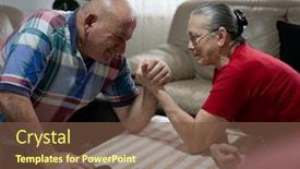  Presentation with wrestling - Slide set with hand-wrestling-at-home background and a tawny brown colored foreground