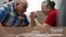  Presentation with wrestling - Audience pleasing slide set consisting of hand-wrestling-at-home backdrop and a violet colored foreground
