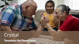  Presentation with wrestling - Cool new PPT theme with hand-wrestling-at-home backdrop and a violet colored foreground