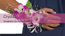  Presentation with prom - PPT theme consisting of hand wrist - prom corsage background and a coral colored foreground