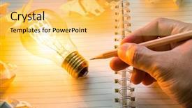  Presentation with note book - Slide set with hand write over note book background and a yellow colored foreground