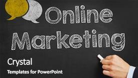  Presentation with online marketing - Colorful slides enhanced with hand-writes-online-marketing backdrop and a dark gray colored foreground