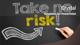  Presentation with risk - Beautiful PPT theme featuring hand writes take no risk backdrop and a dark gray colored foreground