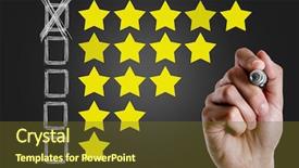  Presentation with rating - Audience pleasing PPT theme consisting of hand writing a best rating backdrop and a tawny brown colored foreground