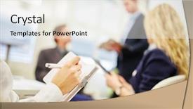  Presentation with negotiation - Presentation design enhanced with hand writing a protocol background and a white colored foreground