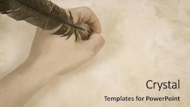  Presentation with old paper ink - Theme with hand writing by ink feather background and a lemonade colored foreground