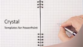  Presentation with writing-pen - Beautiful PPT theme featuring writing by pen on check backdrop and a white colored foreground