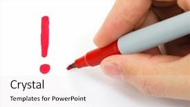  Presentation with automatic hand sanitizer dispenser - Slide set consisting of hand writing excalmatory mark background and a white colored foreground