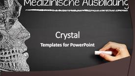  Presentation with curriculum - Presentation design featuring hand writing in german medizinische background and a dark gray colored foreground
