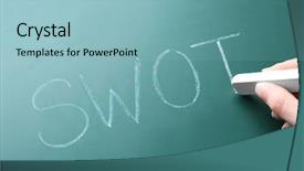  Presentation with chalk board - Audience pleasing slides consisting of hand writing management abbreviation swot backdrop and a light blue colored foreground
