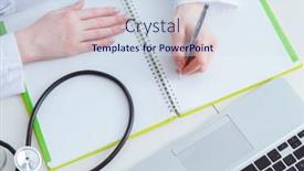  Presentation with prescription - Theme having hand writing medical prescription in computer background and a sky blue colored foreground