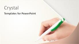  Presentation with writing pen - PPT theme consisting of hand writing on plain empty white paper copy space with pen background and a cream colored foreground