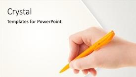  Presentation with writing pen - Presentation having hand writing on plain empty background and a  colored foreground