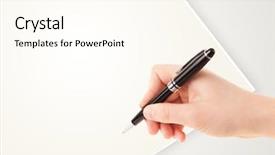  Presentation with writing pen - Amazing PPT theme having hand writing on plain empty backdrop and a  colored foreground